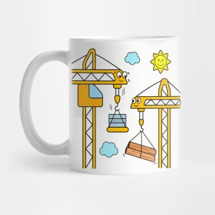 Cranes Working Hard on Construction Site Mug